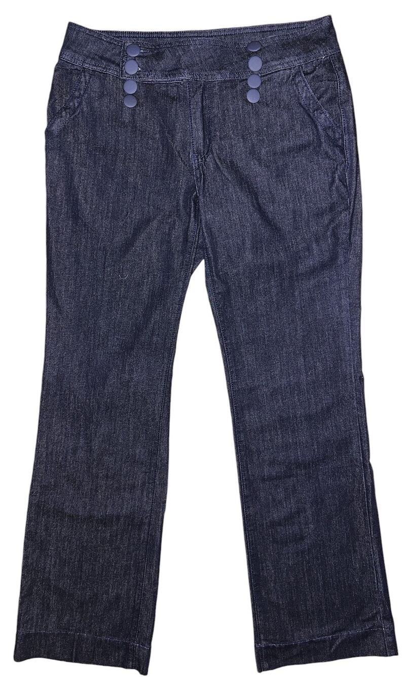 Flamingo 3 Button Wide Leg Dark Wash Stretch Jeans Large (32"x32")